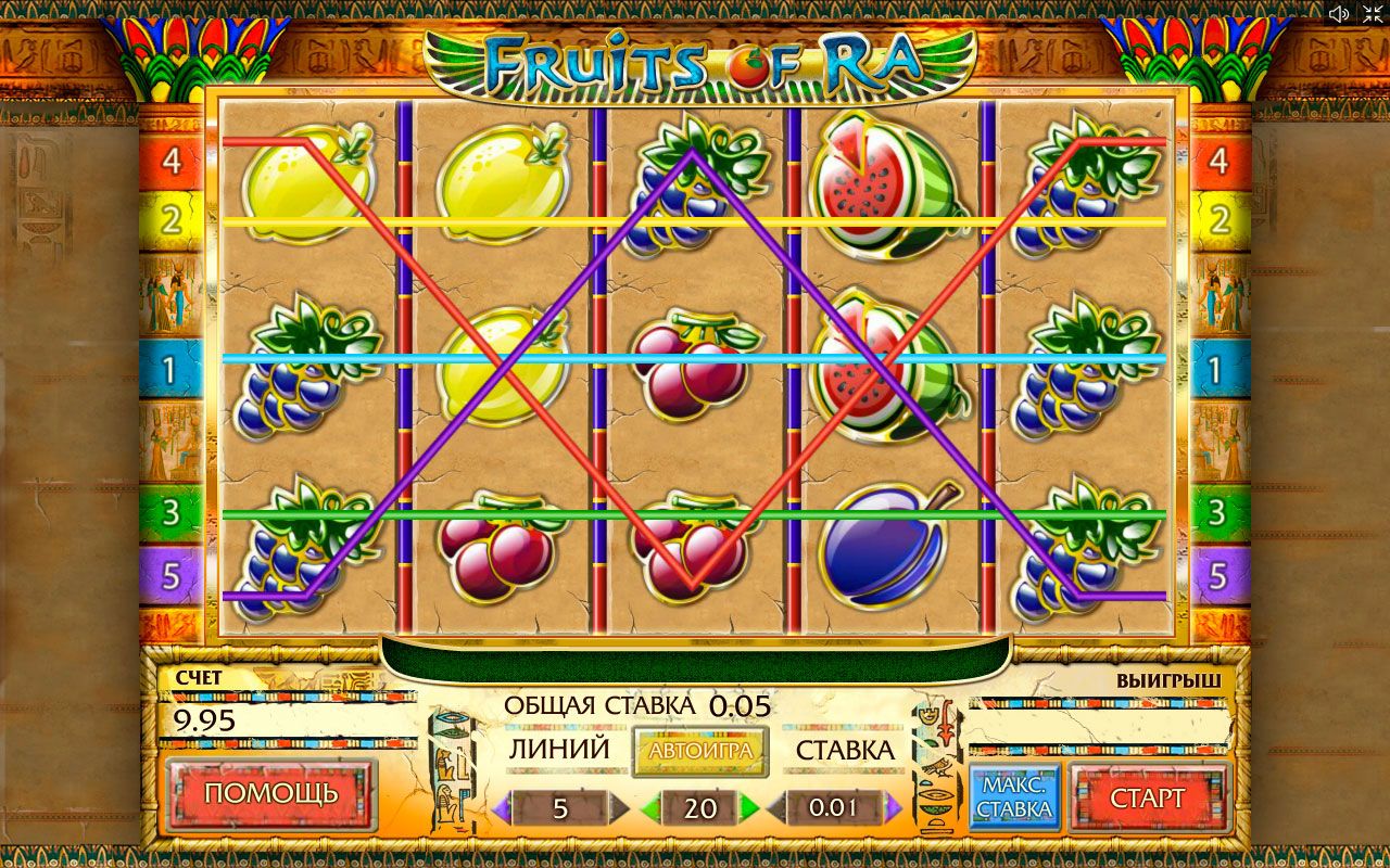 линии выплат слота Фрукты Ра