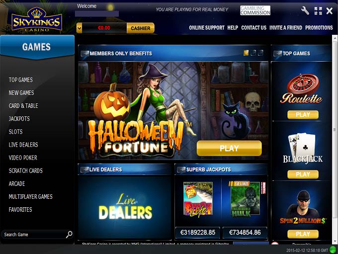 игровые разделы SkyKings casino