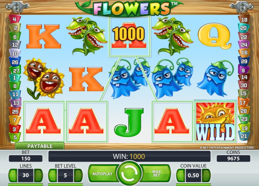 линии выплат слота Цветы